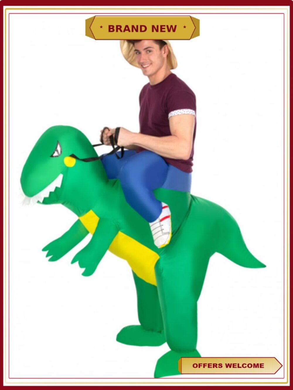 Inflatable Dinosaur Ride On Halloween Costume for Adults S-XL
